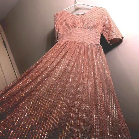 slim fit dress slacks Pregnancy Champagne Long Rose Gold Sequin Bridesmaid Dresses